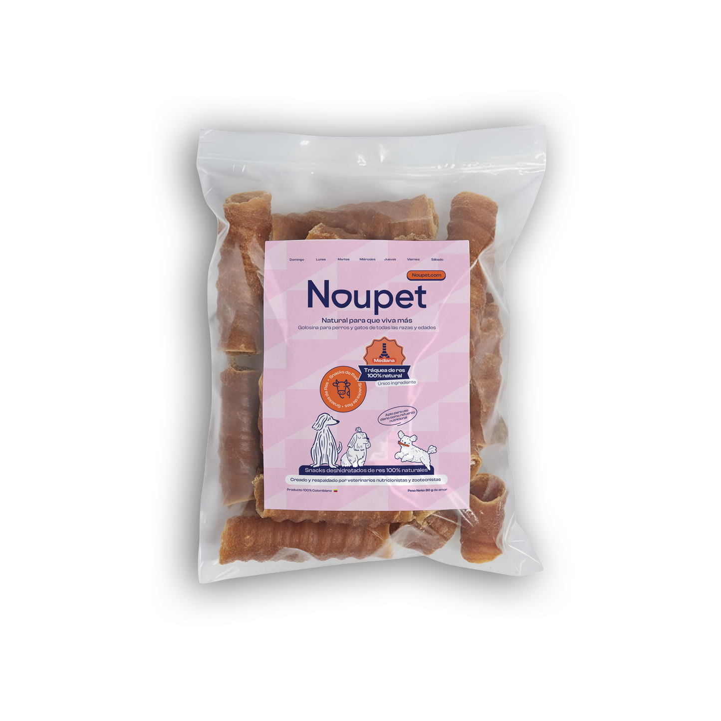 Tráqueas de Res Mediana Deshidratada Premios o Snacks - Noupet