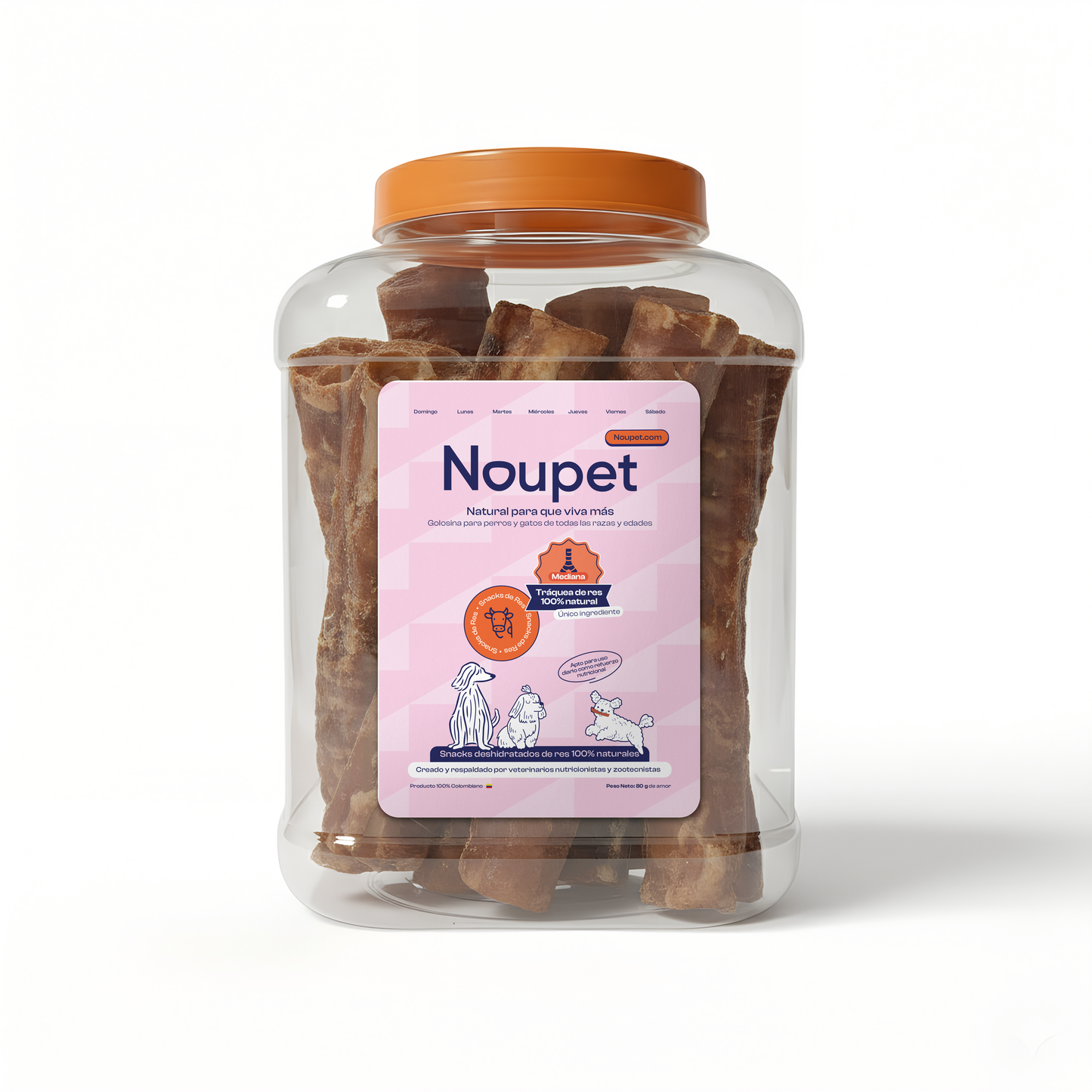 Tráqueas de Res Mediana Deshidratada Premios o Snacks - Noupet