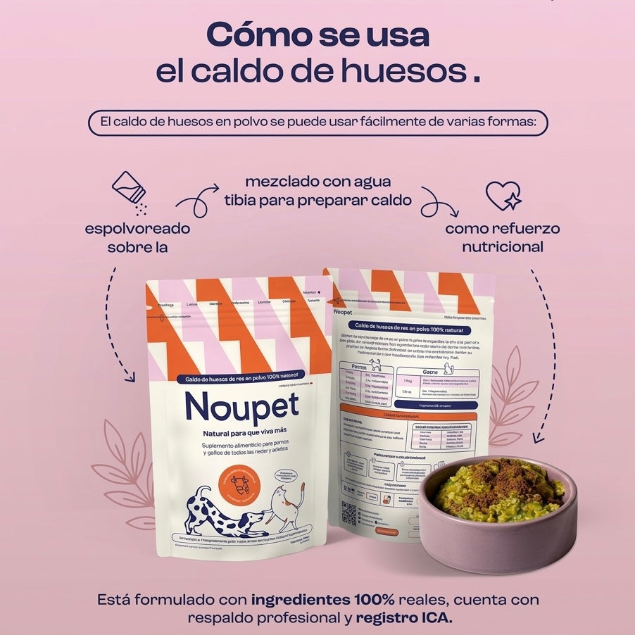 Caldo de Huesos de Res en Polvo 300g- Noupet