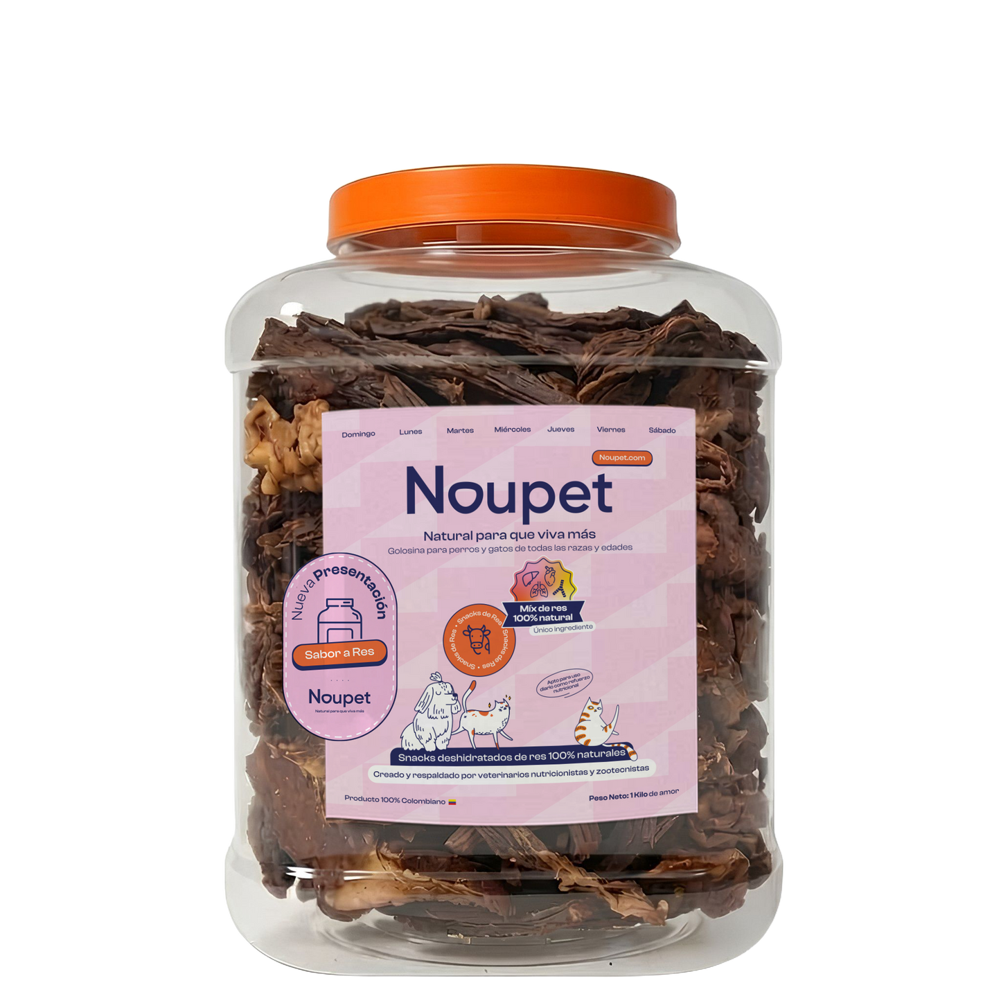Mix de Res deshidratados (corazón, tráquea, hígado, pulmón) 100% natural Noupet