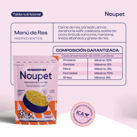 Fiesta de Res con Vegetales Alimento Natural cocinado Noupet