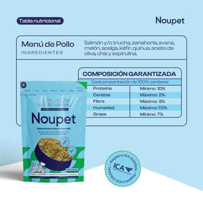 Menú Marino (Salmón) Alimento Natural cocinado Noupet